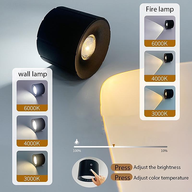 1/2pcs Picture Light LED Wall Mounted Lights with Remote, Sensor Puck Lamp Rechargeable Battery Operated, Tri-Color Dimmable Magnetic 360° Rotation Cordless Light for Bedroom Bedside2