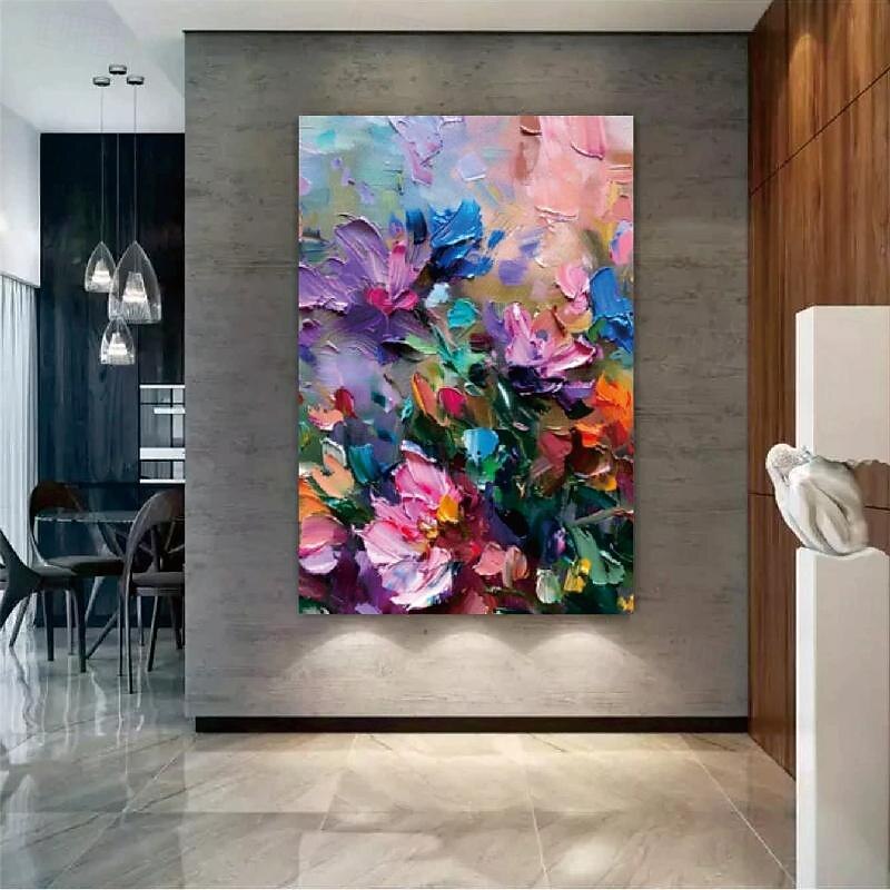 3D Thick Landscape Painting Art Hand Painted Knife Landscape Oil Painting Canvas Wall Art Abstract Flower painting Art for Living Room bedroom hotel wall decoration4