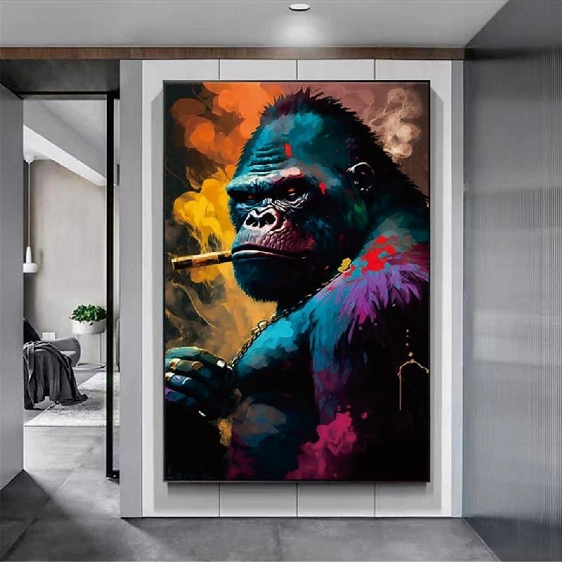 Street art  Oil Painting hand painted  Textured Canvas Art Monkey Animal pop Art painting  Hanmade Monkey Painting Modern artwork for Living Room Wall Decor4