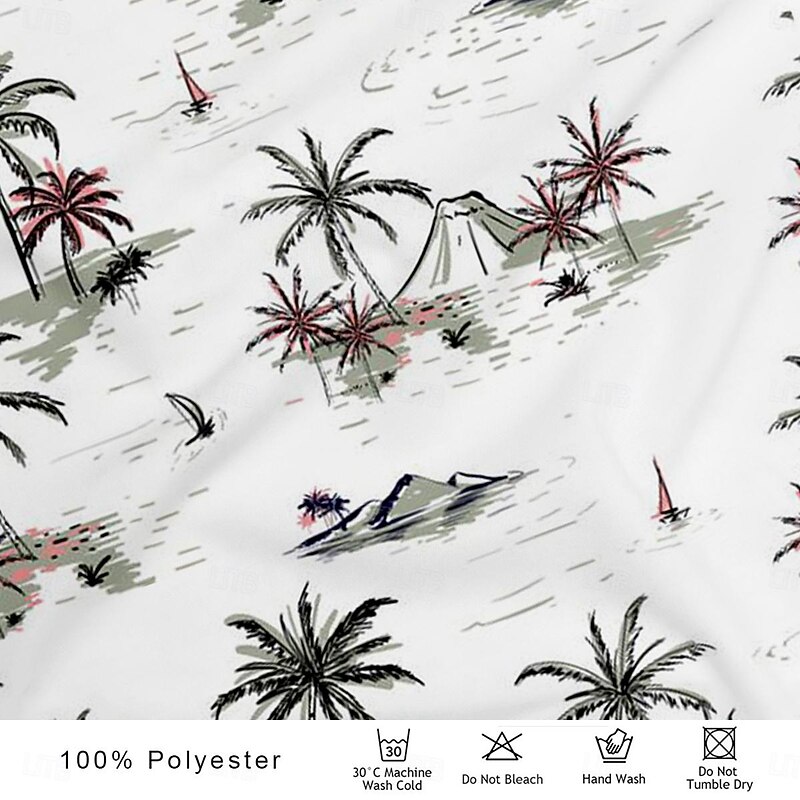 Men's Coconut Tree Architecture Tropical Plants Summer Hawaiian Shirt Camp Collar Shirt Aloha Shirt Short Sleeve Shirt Cuban Collar Fashion Hawaiian Designer Outdoor Street Casual Black White Green S3