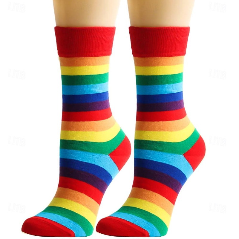 Rainbow Halloween Socks / Long Stockings LGBT LGBTQ Gay Lesbian Adults' Women's Masquerade Pride Parade Pride Month Easy Halloween Costumes Dress Up 5