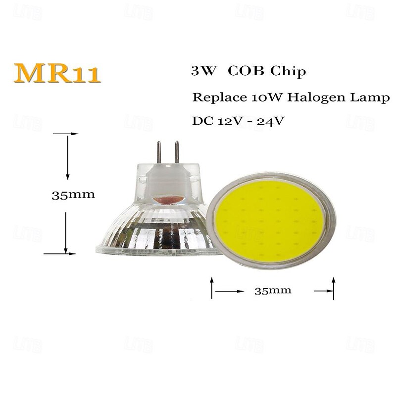 MR11 GU4 LED Bulb DC/AC 12V Bulbs 3W LED Bulbs Warm White 3000K /White 6000K Suitable for Home Landscape Embedded Rail Lighting 1pc3