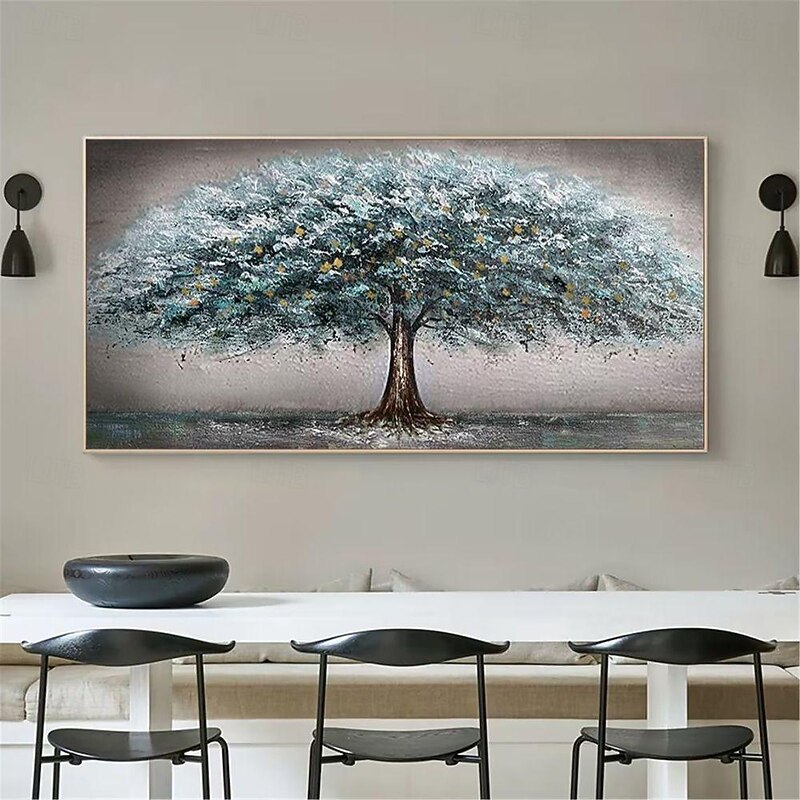 Handmade Oil Painting Canvas Wall Art Decoration Modern Abstract Living Room Sofa Background Wall Money Tree for Home Decor Rolled Frameless Unstretched Painting2