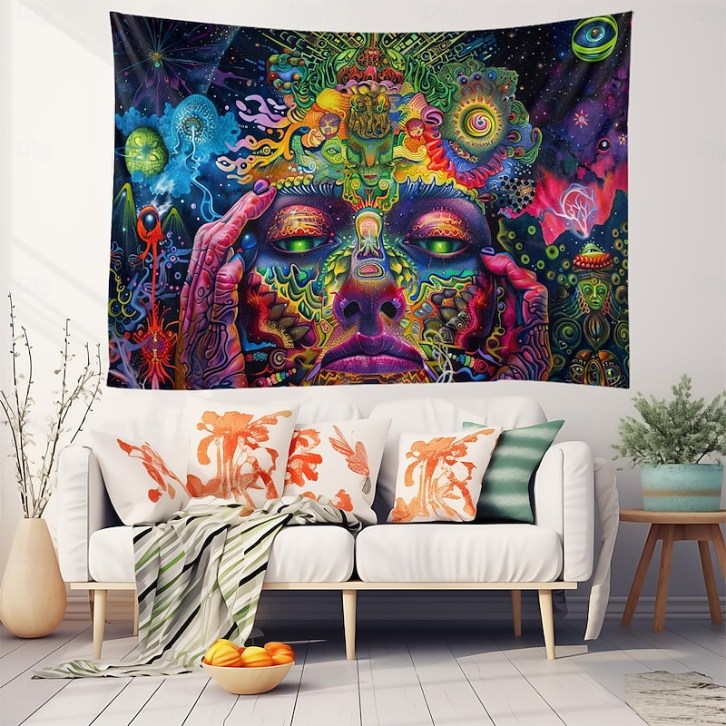 Trippy Psychedelic Hanging Tapestry Wall Art Large Tapestry Mural Decor Photograph Backdrop Blanket Curtain Home Bedroom Living Room Decoration 14