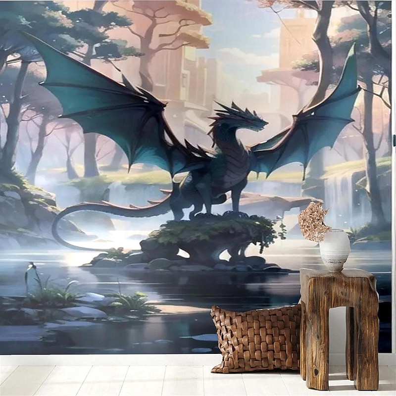 Cool Wallpapers Dragon Wallpaper Wall Mural Wall Sticker Covering Print Peel and Stick Removable Self Adhesive Secret Forest PVC / Vinyl Home Decor2