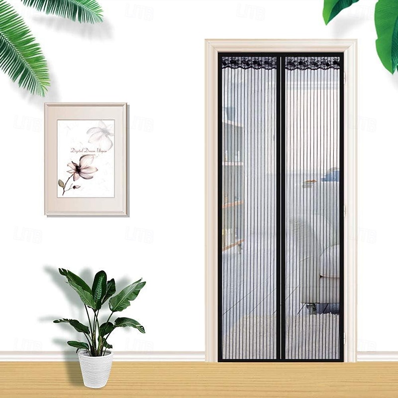Anti Mosquito Insect Curtain Magnetic Door Screen, Garden Magnetic Fly Insect Door Screen Curtain Mosquito, Ultra Seal Magnets Close Automatically Keep Fresh Air in2
