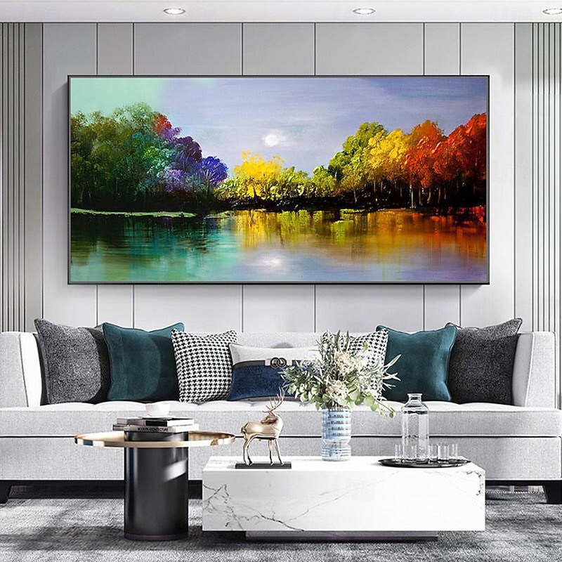 Mintura Handmade Four Aeasons Forest Landscape Oil Paintings On Canvas Large Wall Art Decoration Modern Abstract Tree Picture For Home Decor Rolled Frameless Unstretched Painting3
