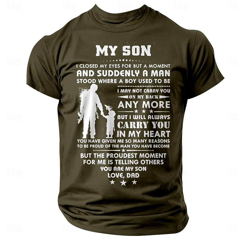 Men's Graphic Short Sleeve T-Shirt: 'My Son, Love Dad' Proud Father Message Tee, Sentimental Family Gift4