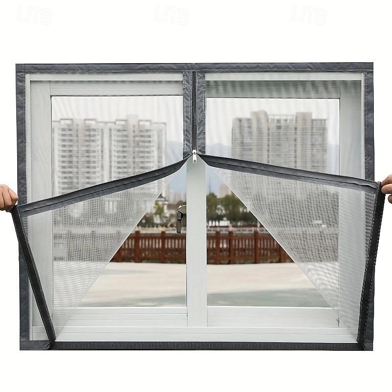 Mesh Screen Mosquito Nets For Windows, Summer Insect-proof Curtains, Removable Household Screen Doors, Invisible Custom Zipper Mosquito Nets Adjustable Screen Window