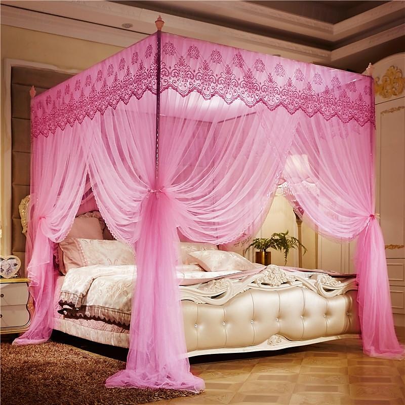 79inch Mosquito Net for Bed with Stainless Steel Bracket Increase Space Gorgeous Mosquito Net Tent Heightening Enlarge Encryption Dustproof Mosquito Nets Mosquito Net