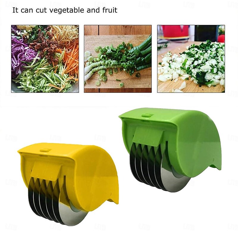 1/2PC Parsley Chopper Roller Manual Hand Scallion Chive Mint Cutter Parsley Chopper for Tabouleh with 6 Stainless Steel Blade