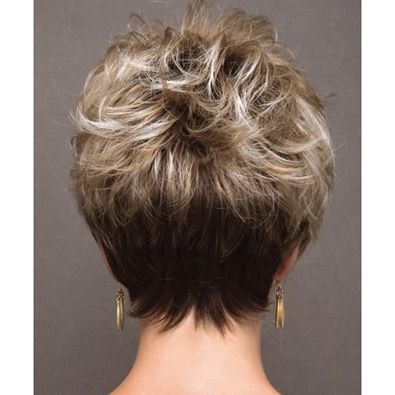 Wig Natural Wave Asymmetrical With Bangs Wig Short Golden Blonde Synthetic Hair Women's Classic Blonde Short Blonde Pixie Cut Wig3