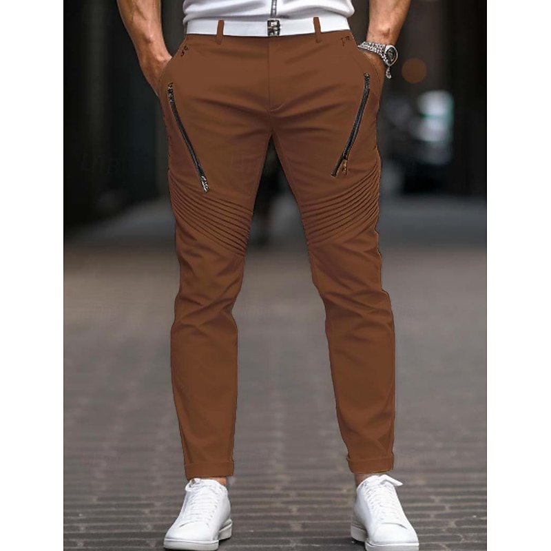 Men's Trousers Chinos Chino Pants Pocket Plain Comfort Breathable Outdoor Daily Going out Fashion Casual Black White Stretchy2