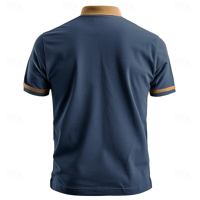 Men's Funny Zip Polo Shirts Golf Shirt Short Sleeve Polo Shirts Collared Shirts Vintage Casual Streetwear Festival Wear Party Outfits 3D Print Quarter Zip Polo Summer Black Navy Blue Brown2