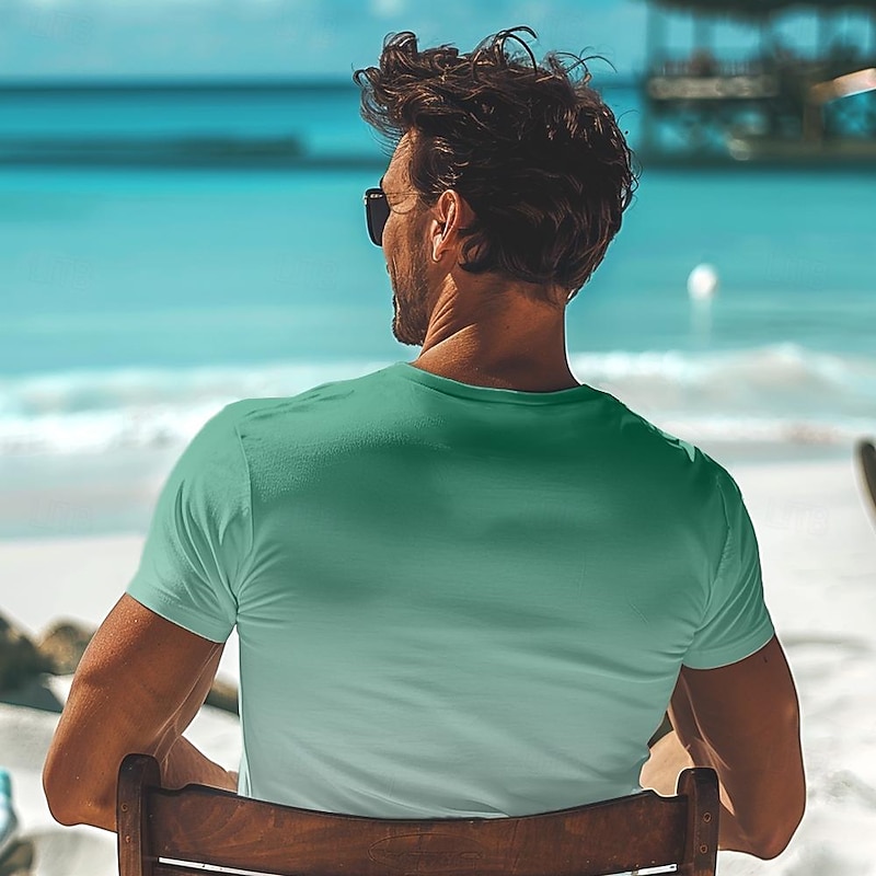 Men's Gradient Coconut Palm T Shirt Short Sleeve T shirt 3D Print Crew Neck Shirt Vacation Fashion Hawaiian Sports Outdoor Holiday Going out Blue Orange Green Spring & Summer Clothing Apparel S M L3