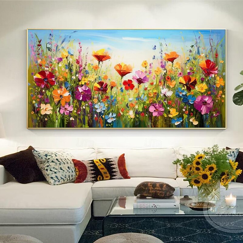 Mintura Handmade Abstract Texture Flower Oil Paintings On Canvas Wall Art Decoration Modern Picture For Home Decor Rolled Frameless Unstretched Painting2