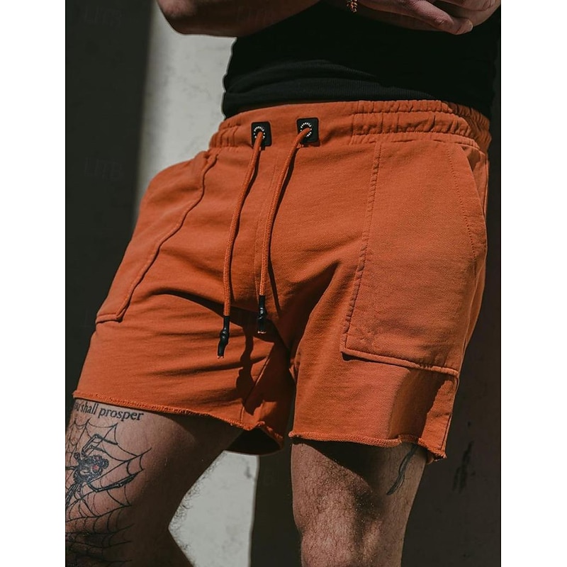 Men's Sweat Shorts Shorts Bermuda shorts Drawstring Elastic Waist Plain Comfort Sports Short Daily Running Gym Fashion Athleisure Black Blue Micro-elastic4