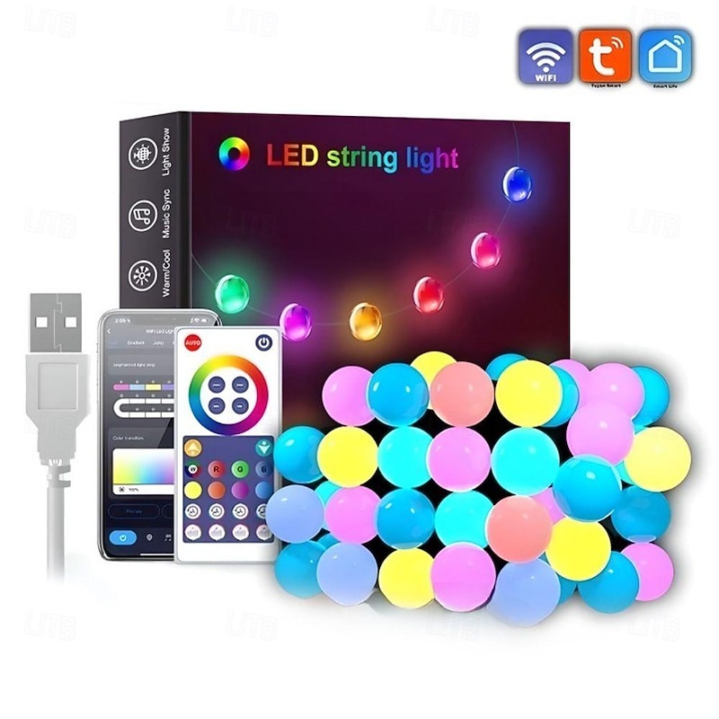 Elegant Wedding Party Reception Dimmable RGBIC LED String Lights with App Control Waterproof for Outdoor Use Perfect for Festival Decor 5/10/15/20M