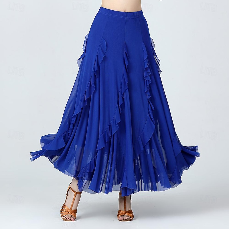 Latin Dance Ballroom Dance Skirts Sashes / Ribbons Ruffles Pure Color Women's Performance Training High Polyester Tulle2