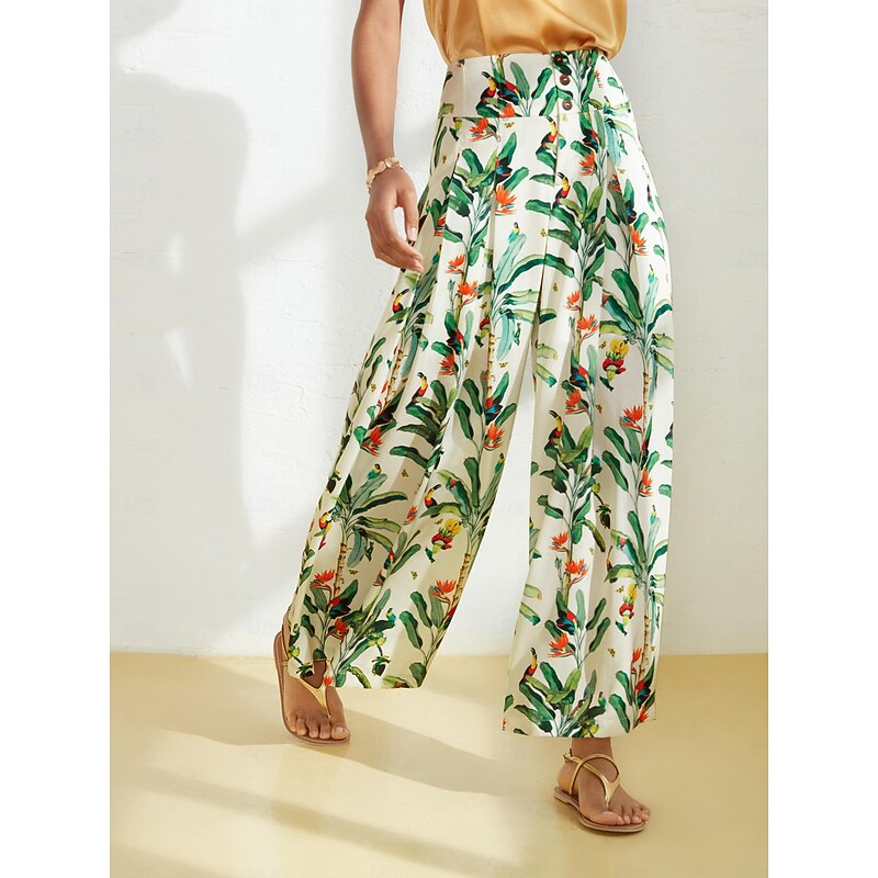 Satin Wide Leg Vacation Full Length Pants