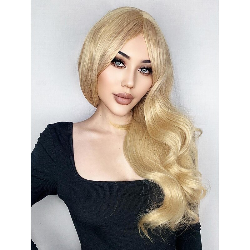 Synthetic Wig Uniforms Career Costumes Princess Curly Wavy Middle Part Layered Haircut Machine Made Wig 12 inch Light Blonde Synthetic Hair Women's Cosplay Party Fashion Light Brown4