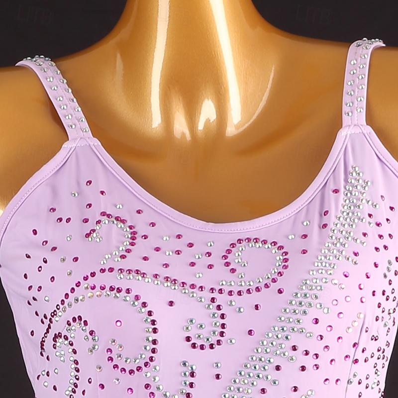 Ballroom Dance Dress Crystals / Rhinestones Women's Performance Daily Wear Sleeveless Spandex Organza3