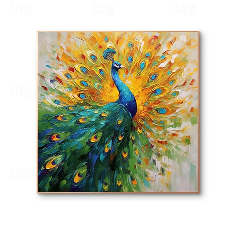 Peacock Canvas Hand painted Elegant Peacock Wall Art Vibrant Bird Handmade Animals Wall Decor Painting On Canvas Peacock Home Decor2