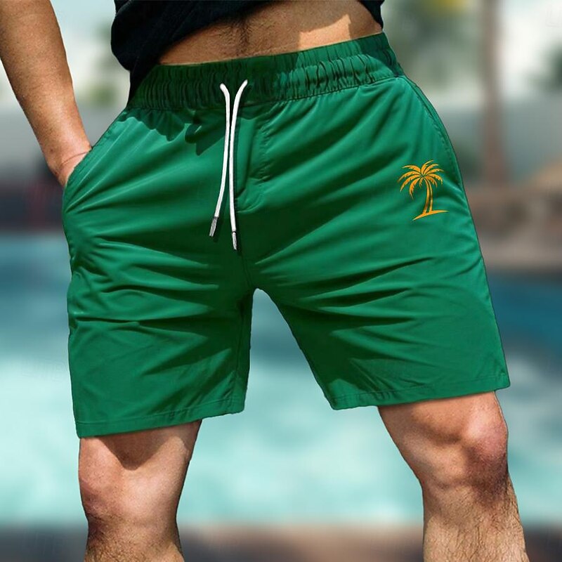 Men's Coconut Tree Colorful Swimming Trunks Board Shorts Swim Shorts Mid Waist Hawaiian Casual Holiday Beach Drawstring with Mesh lining Elastic Waist Designer Clothing Apparel