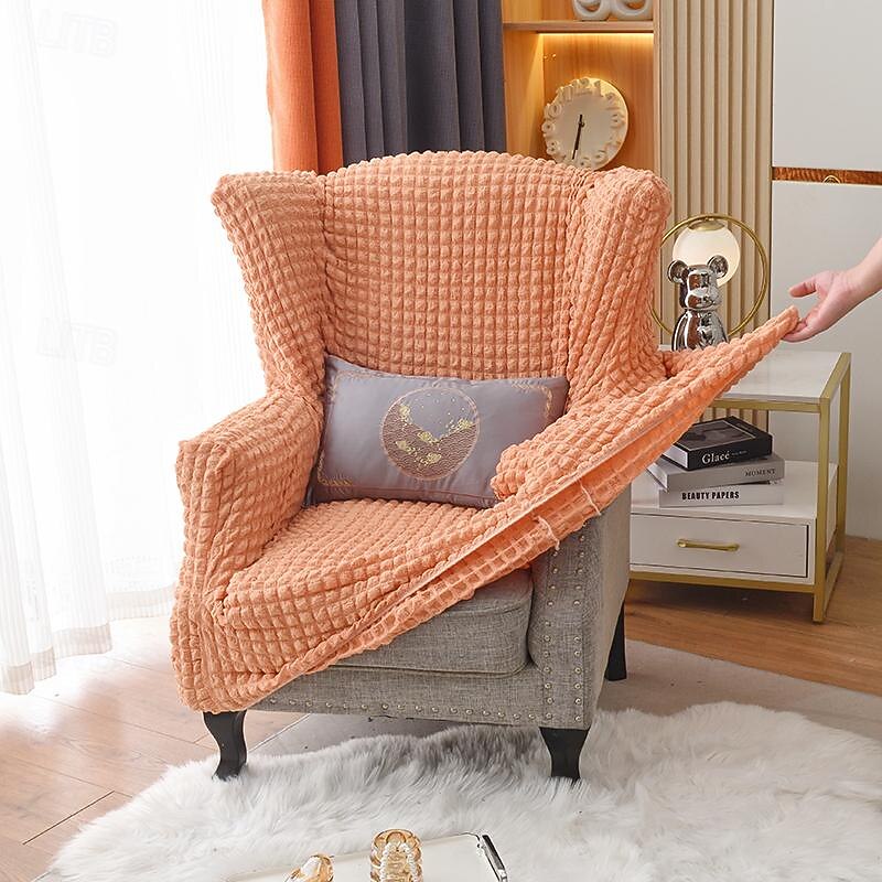 Tiger Stool Cover Burgundy Seersucker Soft Elastic Modern All-wrap Tiger Bench Cover Stool Cover Plaid Sofa Chair Cover