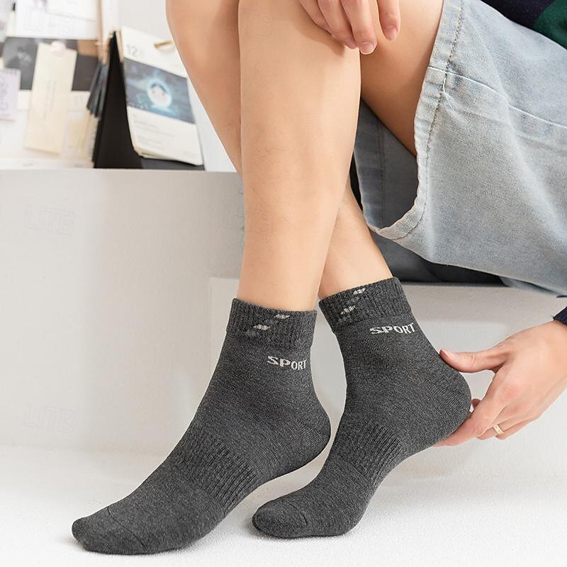 Men's 3 Pack Multi Packs Socks Crew Socks Running Socks Casual Socks Black White Color Letter Sports & Outdoor Daily Vacation Basic Medium Spring Fall Fashion Casual2