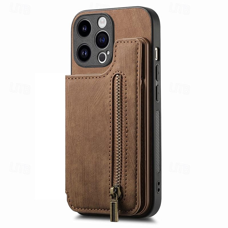 Phone Case For iPhone 17 Pro Max 17 Air 16 15 14 Pro Max Plus 13 12 11 Pro Max Mini Back Cover with Stand Holder Card Slot Shockproof Retro TPU PU Leather2