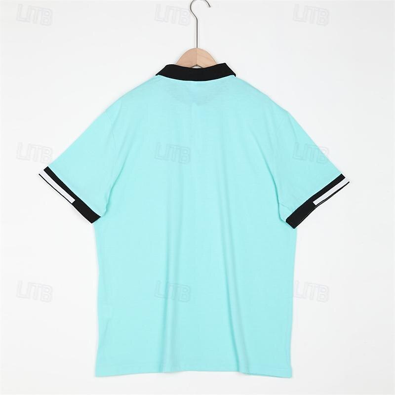 Men's Polo Golf Shirt Business Casual Ribbed Polo Collar Short Sleeve Fashion Solid Color Button Pocket Summer Spring Regular Fit Black White Red Sky Blue Mint Green Polo2