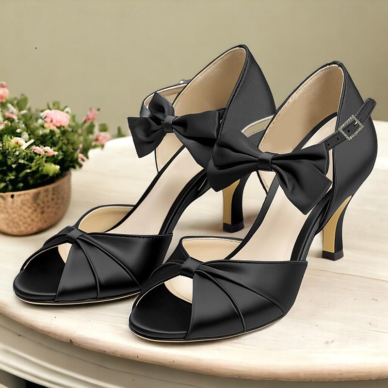 Green Satin Open-Toe High Heel Sandals with Bow Detail for Women - Elegant Wedding or Evening Shoes3
