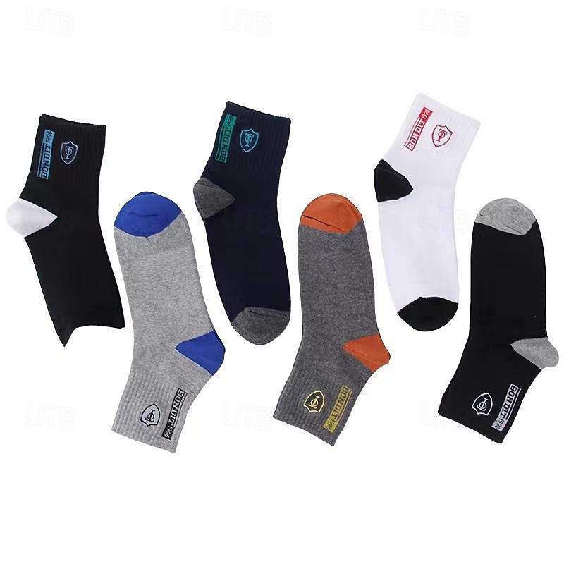 Men's 10 Pairs Multi Packs Socks Crew Socks Running Socks Casual Socks Rainbow Color Color Block Sports & Outdoor Daily Vacation Basic Medium Spring Fall Fashion Casual3