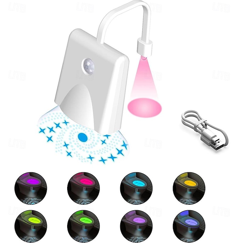 Toilet Night Light Rechargeable Motion Sensor Activated Color Changing LED Light for Bathroom Cool Fun Bathroom Decor Accessory2