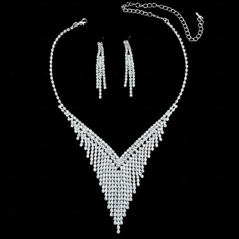 Bridal Jewelry Sets One-piece Suit Alloy Earrings Necklace Women's Stylish Cute Geometrical Joy Geometric Jewelry Set For Party2