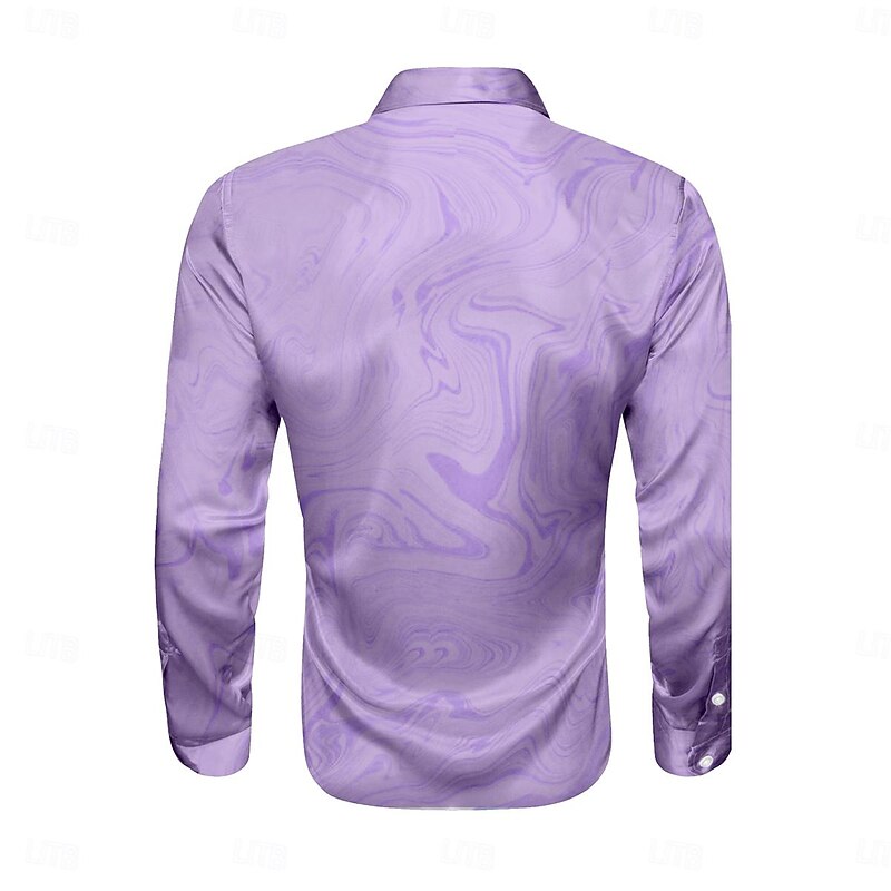Men's Satin Shirt Dress Shirt Button Up Shirt Formal Daily White Navy Blue Purple Long Sleeve Turndown Summer Spring Clothing Apparel Buttons2