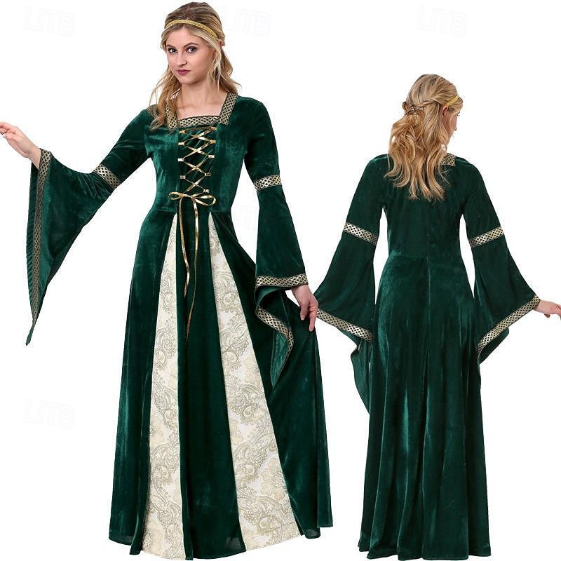 Medieval Renaissance Celtic Dress Fantasy Costume Witch Elven Fancy Dress Women's Celtic Fantasy Royal Halloween Carnival Masquerade LARP Adults Dress Headwear