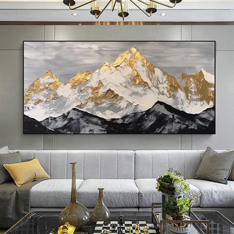 Handmade Landscape Wall Art Gold Mountains 3D Heavy Textured Oil Painting Modern Abstract Artwork Canvas Pictures Home Decor No Frame3