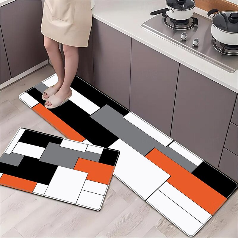 Block Color Orange Area Rug Kitchen Mat Non-Slip Oil Proof Floor Mat Livingroom Rug Indoor Outdoor Mat Bedroom Decor Bathroom Mat Entrance Rug Door Mat3