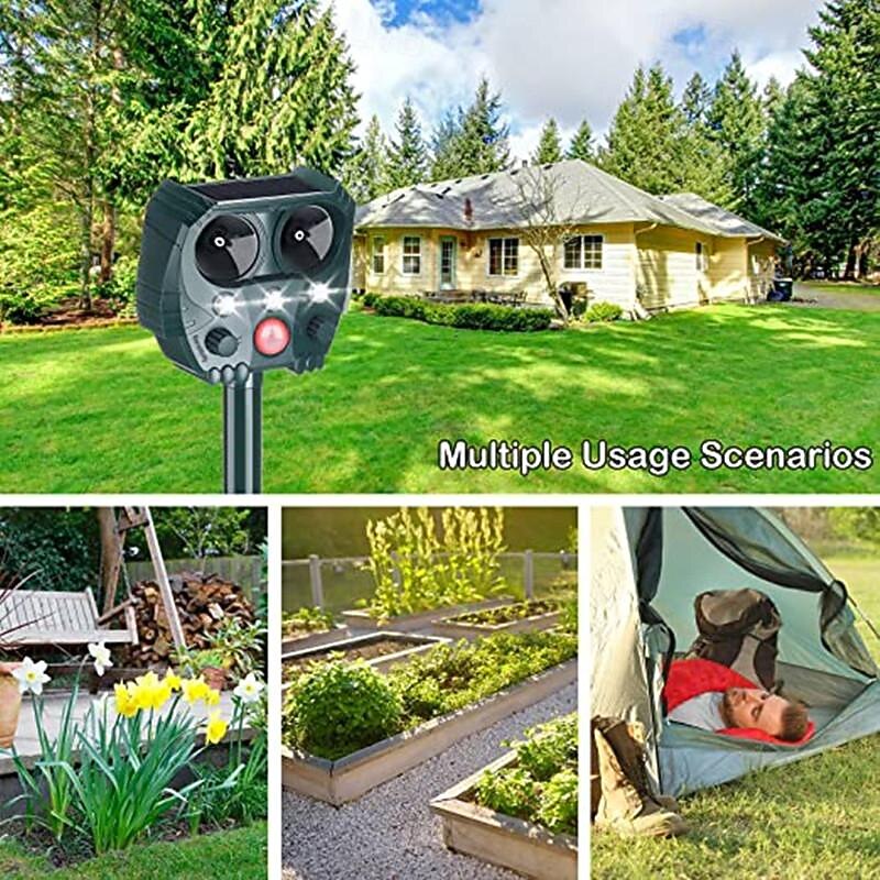 Solar Powered Animal Repeller – Ultrasonic Bird, Dog, Snake Deterrent with Sound, Flash Light for Outdoor Garden and Farm Use2