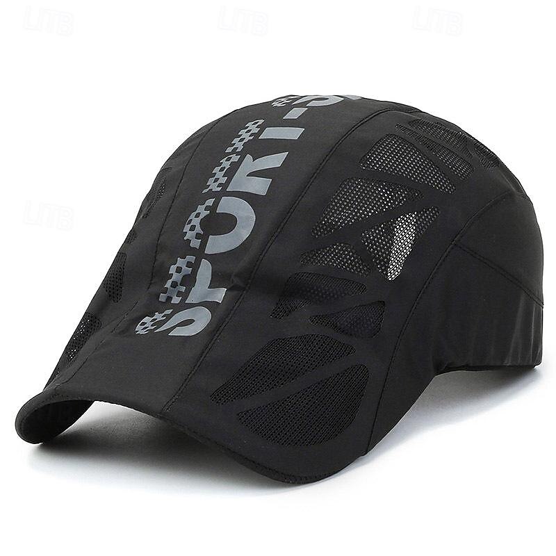 Men's Beret Hat Sun Hat Trucker Hat Black Navy Blue 100% Cotton Mesh Fashion Casual Street Daily Letter Adjustable Sunscreen Breathable2