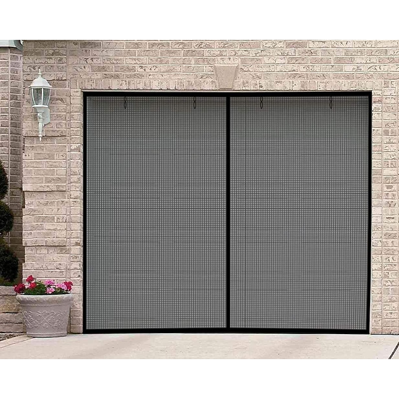 16x7FT/8x7FT Garage Screen Door Magnetic Garage Door Screen Magnetic Closure Fiberglass Garage Screen Doors for 2 Car Garage Pull Down for Patio, Porch, Window to Keep Bugs Out4