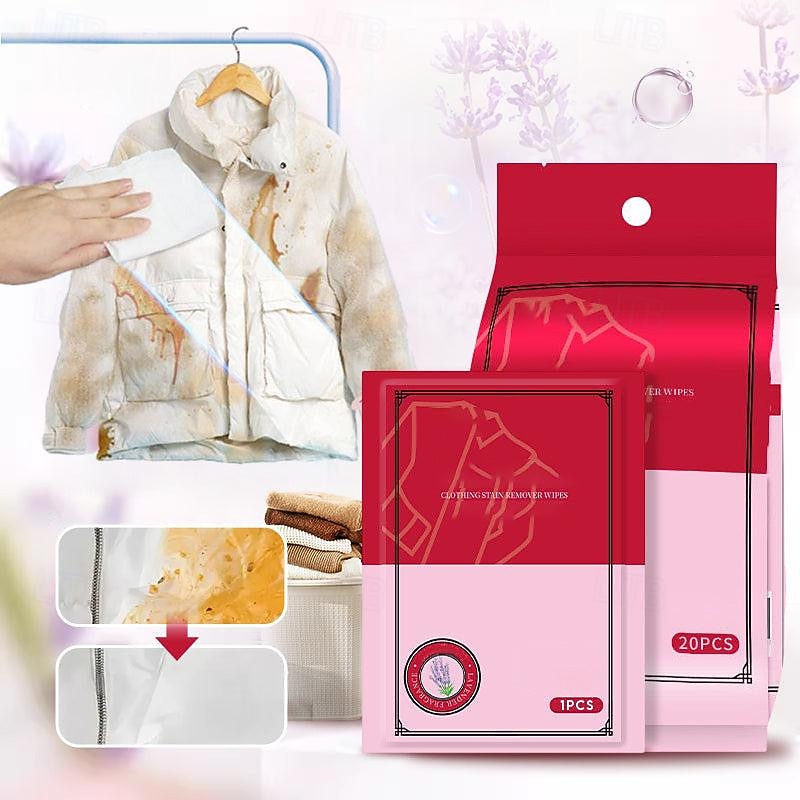 Stain Removal Wet Wipes Portable Emergency Quick and Convenient Emergency Stain Remover Wet Wipes for Clothes, Non-Wash, Gentle on Fabrics