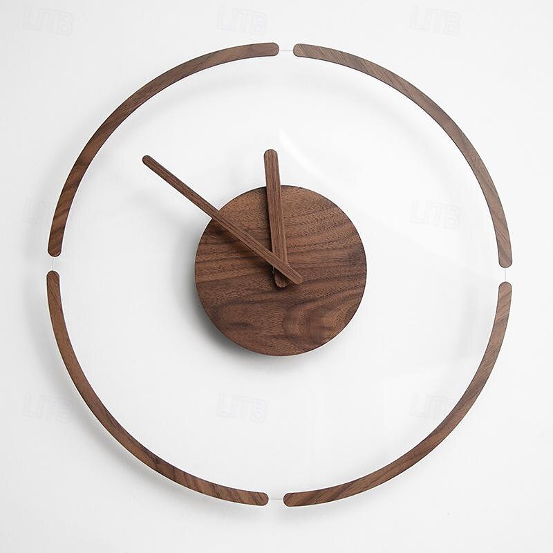 1pc Silent Wooden Acrylic Wall Clock For Bedroom And Living Room Creative Hanging Design With Hole Free Mounting 35 CM3