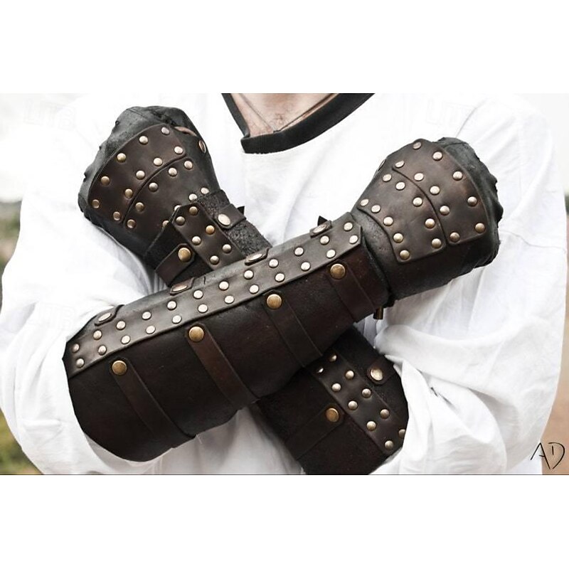 Medieval Renaissance Steampunk Cosplay Costume Armor Masquerade Warrior Viking Crusader Archery Fancy Dress Men's Women's Viking Halloween Masquerade Performance Stage LARP Adults' Bracers Arm Guards2