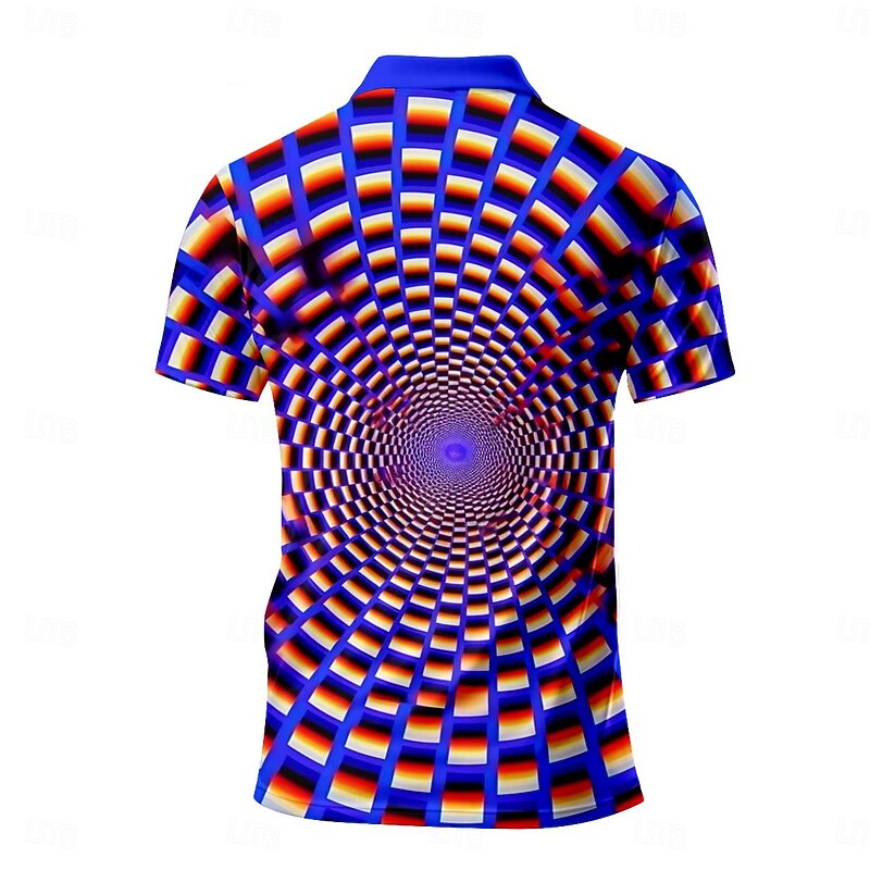Men's Graphic Polo Shirts Golf Shirt Short Sleeve Polo Shirts Collared Shirts Casual Vacation Wear Rave Wear Party Outfits Buttons 3D Print Summer Spring Fall Black Purple Orange3