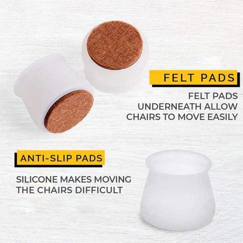 Furniture Leg Caps,Silicone Chair Leg Covers with Thickened Felt Pads: Noiseless Furniture Foot Protectors for Tables, Chairs, Stools4