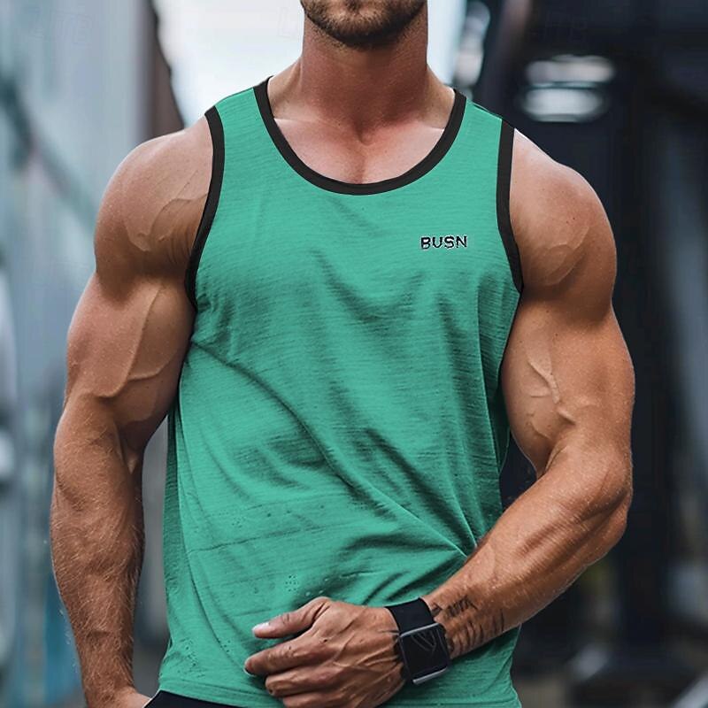 Men's Tank Top Vest Top Undershirt Sleeveless Shirt Sleeveless Crew Neck Summer Solid Color Sports Fashion Comfortable Print Street Casual Daily Black White Green Top Tee for Men4
