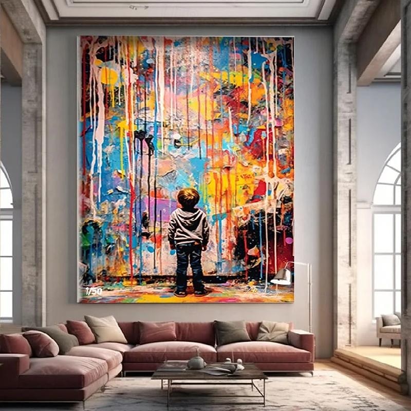 Street  art oil painting Hand painted Cityscape Oil Painting handmade Textured Canvas Art Skyline Landscape Art Urban Street Scene Painting Modern artwork for Living Room Wall Decor2